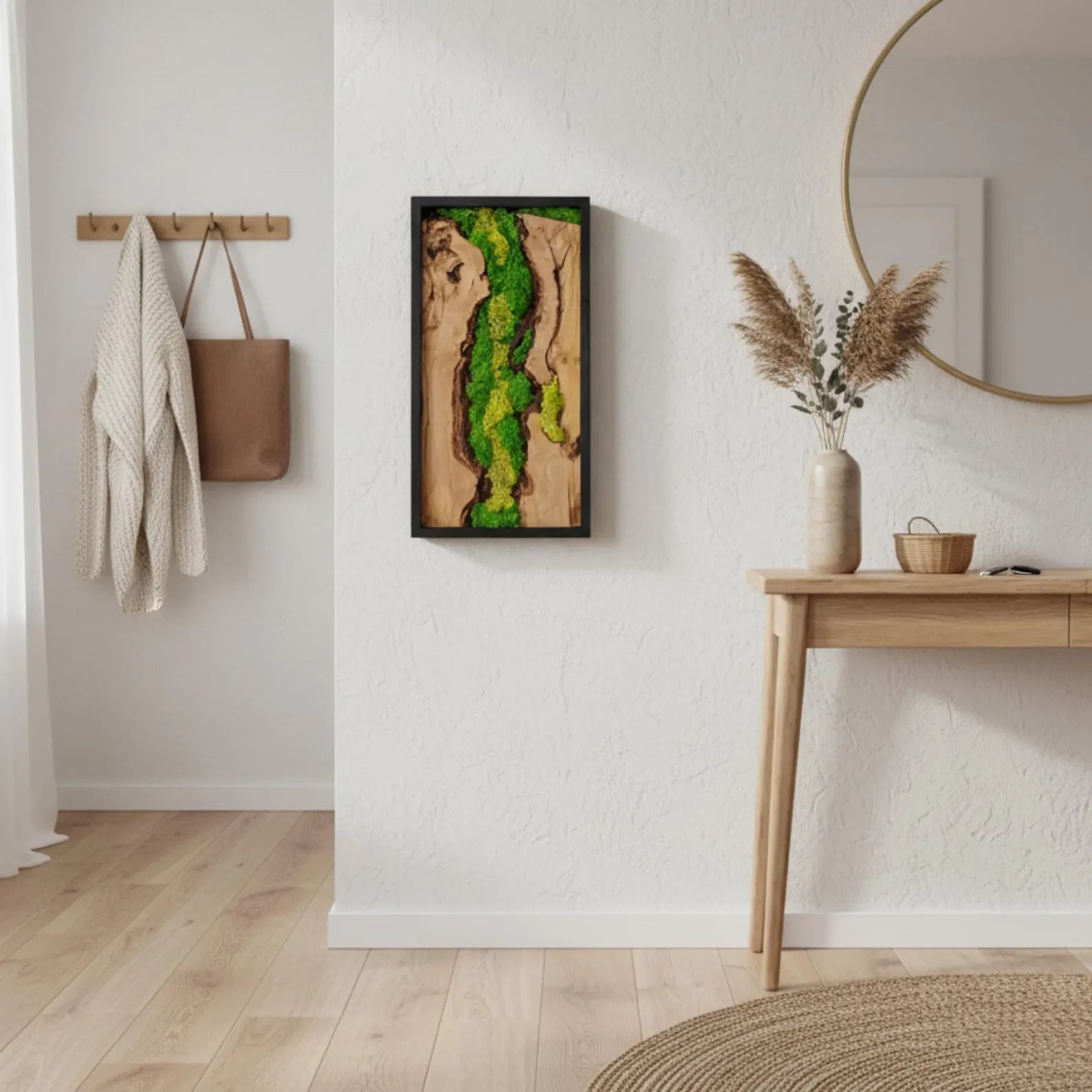 Olive Wood & Preserved Moss Wall Art